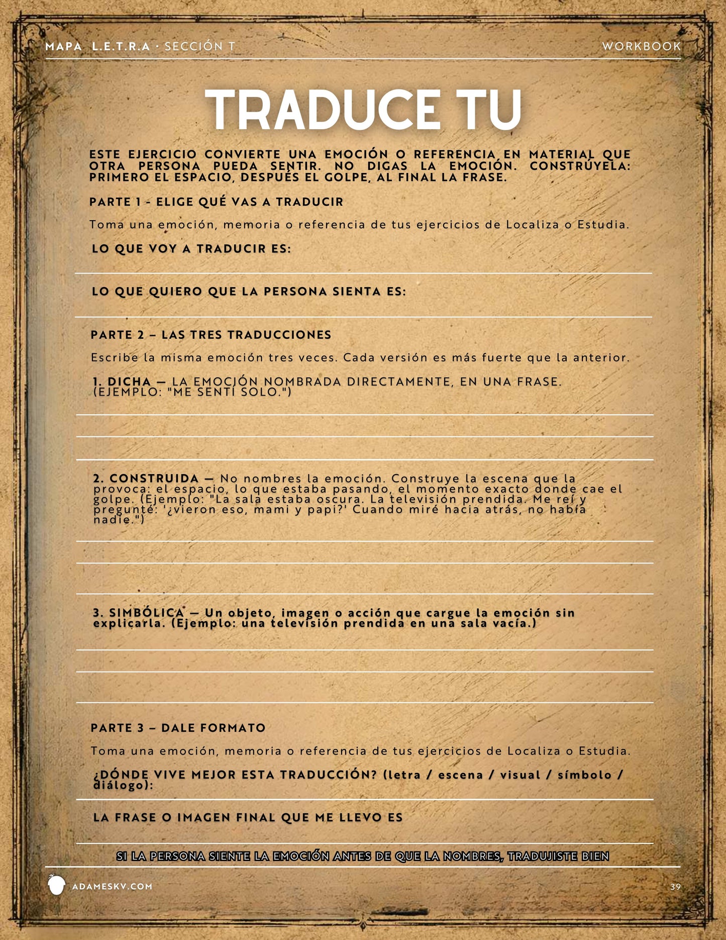 Detrás de las L.E.T.R.A.S — Workbook del Método Creativo